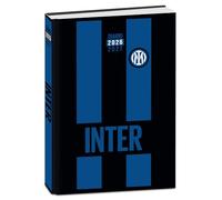Seven Agenda escolar con fecha del Inter, estándar, 12 meses, color negro y azul, tapa a rayas, producto oficial, accesorios para mochila, niño