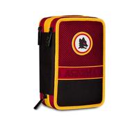 Seven AS Roma - Estuche Escolar con 3 Cremalleras de fútbol, Rojo, portalápices Triple Compartimento con bolígrafos, lápices, Colores, Escuela Primaria, niño, Rojo, Moderno