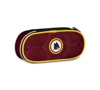 Seven AS Roma - Portalápices Escolar de fútbol Round Plus, Rojo, Estuche Ovalado con Gomas y Bolsillo para bolígrafos, lápices y Accesorios, Escuela Secundaria y Superior, niño, Rojo, Moderno