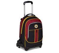 Seven AS Roma - Trolley escolar Jack de 3 ruedas, color negro, mochila con carro desmontable de 33 litros, para escuela primaria y secundaria, para niño, fútbol, Negro, Talla única, Casual