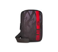 Seven Bandolera Milan, Negro, Bolsillo Trasero con Cremallera, Correa Ajustable, para niños y jóvenes, fútbol, Viajes y Ocio, Idea de Regalo para Aficionados