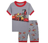 SEVEN BB Pijamas Corta para Niños Tren de Manga Corta Verano Algodón Conjunto Dos Piezas Pjs 4 Años Rojo