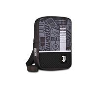 Seven Bolsa de hombro Juventus, bolsa de hombro negra, bolsillo trasero con cremallera, correa de hombro ajustable, para niños y adolescentes, fútbol, viajes y ocio, regalo para fans