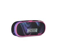 Seven - Bolsa escolar redonda Plus, color negro, bolsillo interior con cremallera y trabillas elásticas para bolígrafos, accesorios para mochila, escuela primaria, media y superior, para niña y niña