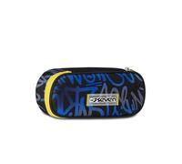 Seven - Bolsa escolar redonda Plus, negro y azul, bolsillo interior con cremallera y trabillas elásticas para bolígrafos, accesorios para mochila, escuela primaria, media y superior, niño y niño