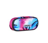 Seven Bolsa escolar Round Plus, fucsia, bolsillo interior con cremallera y trabillas elásticas portalápices, accesorios para mochila, escuela primaria, media y superior, niña y niña