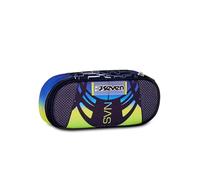 Seven Bolsa escolar Round Plus Nuanced, azul amarillo, bolsillo interior con cremallera y trabillas elásticas portalápices, accesorios para mochila, escuela primaria, media y superior, para niña y