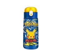 Seven Botella Kid Pokemon, azul, 460 ml, acero inoxidable, sin BPA, hermética, caliente 12h/frío 24h, a prueba de fugas, reutilizable, escuela, deporte, viaje, niño, niña, idea regalo