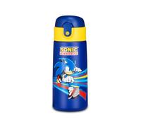 Seven Botella Kid Sonic, azul, 460 ml, acero inoxidable, sin BPA, hermética, caliente 12h/frío 24h, a prueba de fugas, reutilizable, escuela, deporte, viaje, niño, idea regalo
