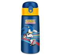 Seven Botella Kid Sonic, azul, 460 ml, acero inoxidable, sin BPA, hermética, caliente 12h/frío 24h, a prueba de fugas, reutilizable, escuela, deporte, viaje, niño, idea regalo