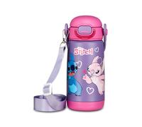 Seven Botella Kid Stitch, violeta, 460 ml, acero inoxidable, sin BPA, hermética, caliente 12h/frío 24h, a prueba de fugas, reutilizable, correa incluida, escuela, deporte, viaje, niña, idea regalo
