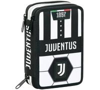 Seven Cartuchera Escolar con 3 Cremalleras con Kit Juventus Blanco y Negro, Color Blanco, Deportes