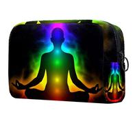 Seven Chakra - Bolsa de cosméticos para mujer, bolsa organizadora de maquillaje grande con cremallera, multicolor, 18.5x7.5x13cm/7.3x3x5.1in, Neceser