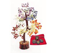 Seven Chakra Tree Feng Shui Bonsái Astro Vastu Numero Crystal Good Luck Tree Rialth & Prosperity Spiritual Gift & Lolite Symbolic Palm Stone Juego de 4, 300 cuentas de cristal para decoración de mesa