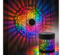 Seven-Color Changing Solar Mandala Projection Wall Light, Mandala Color Changing Solar Lights, Outdoor Decorative Lights, Waterproof Metal Fence Lamp for Patio Garden Post Yard Backyard (1pcs)