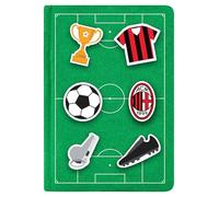 Seven Cuaderno con parche Milan, verde, A5, parche de fútbol, accesorios escolares, para niños y adolescentes, tiempo libre, idea de regalo