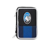 Seven Estuche Escolar 3 Compartimientos - Equipo DE Futbol Atalanta, Negro y Azul - con Material Incluido: Lápices, Bolígrafos y Marcadores - Gran Capacidad para Niños y Adolescentes