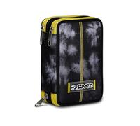 Seven Estuche Escolar 3 Compartimientos - Heavy Boy, Jet Black - con Material Incluido: Lápices, Bolígrafos y Marcadores - Gran Capacidad para Niños, Niñas y Adolescentes