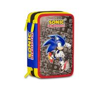 Seven Estuche Escolar 3 Cremalleras Sonic, Azul, Triple Compartimento, portalápices Equipado, Contenido 44 Piezas, papelería incluida, Accesorios Mochila, Escuela Primaria y guardería, niño