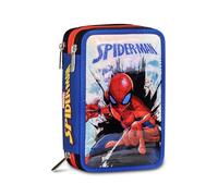 Seven Estuche Escolar 3 Cremalleras Spiderman, Azul, Triple Compartimento, portalápices Equipado, Contenido 44 Piezas, papelería incluida, Accesorios Mochila, Escuela Primaria y guardería, niño