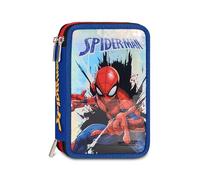 Seven Estuche Escolar 3 Cremalleras Spiderman, Azul, Triple Compartimento, portalápices Equipado, Contenido 44 Piezas, papelería incluida, Accesorios Mochila, Escuela Primaria y guardería, niño