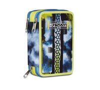 Seven - Estuche escolar con 3 cremalleras, color gris, portalápices triple compartimento con bolígrafos, lápices, colores, accesorios para mochila, escuela primaria, niño, gris, Talla única