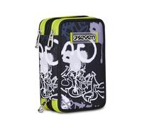 Seven Estuche Escolar con 3 Cremalleras, Gris, portalápices Triple Compartimento Completo con bolígrafos, lápices, Colores, Accesorios de Mochila, Escuela Primaria, niño, Gris, Moderno