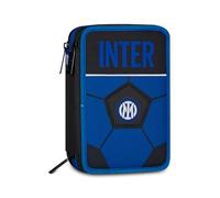 Seven Estuche Escolar con 3 Cremalleras Inter, Azul, Triple Compartimento, 45 Piezas, Set papelería Incluido, Accesorios Mochila, Escuela Primaria, niños y Adolescentes, fútbol, Producto Oficial