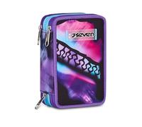 Seven Estuche escolar con 3 cremalleras PINK FUSION, morado, portalápices equipado, triple compartimento, 45 piezas, completo con bolígrafos, lápices y colores, accesorios mochila, escuela primaria