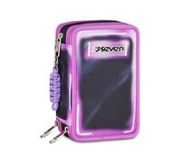 Seven Estuche escolar con 3 cremalleras Shadows of Color, negro, triple compartimento, 45 piezas, set papelería incluido, prácticos cierres con cremallera, accesorios para mochila, escuela primaria