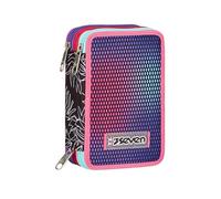 SEVEN Estuche escolar con 3 cremalleras, violeta, Shadefull Girl, portalápices triple compartimento completo con bolígrafos, lápices, colores, accesorios mochila, elementales, medios, superiores, niño