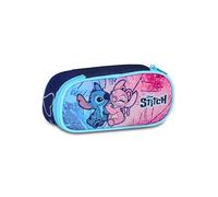 Seven Estuche Escolar Lilo & Stitch Round Plus, Celeste y Rosa, Estuche Ovalado con Gomas elásticas y Bolsillo para bolígrafos, lápices y Accesorios, Escuela Primaria y Media, niña y niña, Celeste E