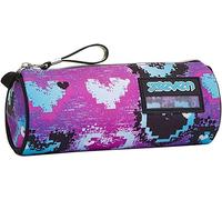 Seven Estuche Escolar Ovalado 1 Compartimiento - Bolsa Glossy Girl - Rodhamine Red- Soporte para Bolígrafos Escolares - para Niños Niñas y Adolescentes - Portalápices