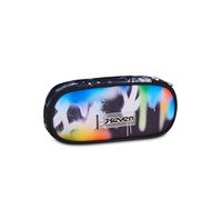 Seven Estuche escolar Round Plus Buzzy Note Boy, multicolor, estuche ovalado, bolsillo interior, trabillas elásticas para bolígrafos, accesorios mochila, niño, niño, escuela secundaria y superior