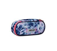 Seven Estuche Escolar Round Plus con Gomas para bolígrafos - Cloudy Shapes - Azul, Azul Intenso, Talla única, Estuche