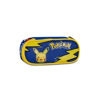 Seven Estuche Escolar Round Plus Pokemon, Azul, Compartimento Interior Grande, Bandeja para bolígrafos, Divisor con Bandas elásticas, Bolsillo con Cremallera, Accesorios, Mochila, Escuela Primaria y