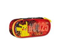 SEVEN Estuche Escolar Round Plus - Pokemon - Pikachhu - Amarillo Rojo - Estuche Escolar con Cremallera con Organizador Interior, Trabillas elásticas - Accesorios Mochila Escolar - Estuche para niño,