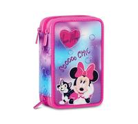 Seven Estuche Minnie 3 Cremalleras, Triple Compartimento, Completo de lápices, rotuladores, Colores, Accesorios Mochila, elementales, Medios, Superiores, Azul Profundo, niñas y Chicas, Rosa