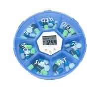 Seven Grid Smart Pill Box with Timer, Medicine Storage Box, Medication Organizer with Sound Alert, Compact Lightweight Structure, Mini Size Blue Color, Home Office Outdoor Daily Routine