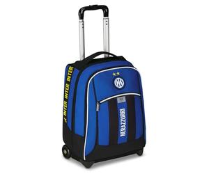 Seven Inter Big Trolley Fútbol Escuela Fija, Azul, 2 en 1, Doble Uso, Trolley y Mochila, Escuela Primaria, Niño, turquesa, Talla única, Casual