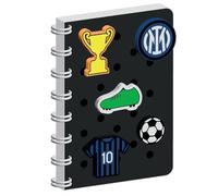 Seven Inter - Cuaderno de anillas A5, negro, tapa personalizable con parche de la Juventus, cuaderno escolar y tiempo libre, niño y niña, Negro , Talla única