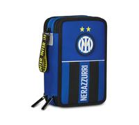 Seven Inter - Estuche Escolar con 3 Cremalleras, Azul, portalápices Triple Compartimento con bolígrafos, lápices, Colores, Escuela Primaria, niño, fútbol, Turquesa, Moderno