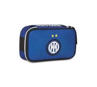 Seven Inter - Estuche Escolar Quick Case, Azul, portalápices Completo con bolígrafos, lápices, Colores, Escuela Primaria y Secundaria, niño, fútbol, Turquesa, Moderno