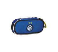 Seven Inter - Portalápices Escolar Round Plus, Azul, Estuche Ovalado con Gomas y Bolsillo para bolígrafos, lápices y Accesorios, Escuela Secundaria y Superior, niño, fútbol, Turquesa, Moderno