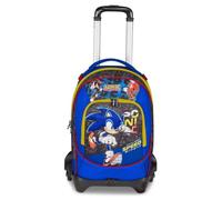 Seven Jack Sonic - Trolley Escolar de 3 Ruedas, Doble Compartimento, Sistema Crossover, Doble Uso, Mochila, Bolsillo portabotellas, Escuela Primaria y Media, niños y Adolescentes, Viajes, Azul