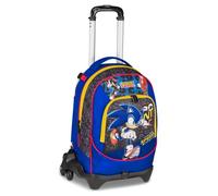 Seven Jack Sonic - Trolley Escolar de 3 Ruedas, Doble Compartimento, Sistema Crossover, Doble Uso, Mochila, Bolsillo portabotellas, Escuela Primaria y Media, niños y Adolescentes, Viajes, Azul