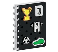 Seven Juventus - Cuaderno de anillas A5, negro, tapa personalizable con parche Seven Juventus, cuaderno escolar y tiempo libre, niño y niña, Negro , Talla única