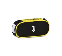 Seven Juventus - Estuche Ovalado con elástico y Bolsillo para bolígrafos, lápices y Accesorios, Escuela Media y Superior, niño, fútbol, Negro, Moderno, Negro, Moderno