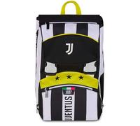 Seven Mochila Juventus – doble compartimento extensible, respaldo preformado, para niño, Negro