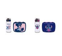 Seven Lilo & Stitch - Juego de fiambrera + botella para niños, separador interior, botella de 460 ml con tapa hermética, producto oficial, fútbol, idea de regalo para niños y adultos